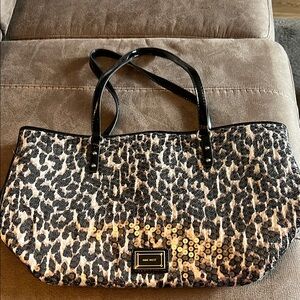 Nine West Black and Gold Leopard Print Shoulder Bag